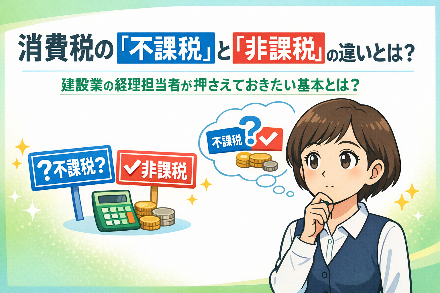 消費税の「不課税」と「非課税」の違いとは？建設業の経理担当者が押さえておきたい基本とは？