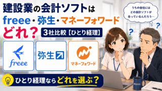 建設業の会計ソフトはfreee・弥生・マネーフォワードどれ？3社比較【ひとり経理】